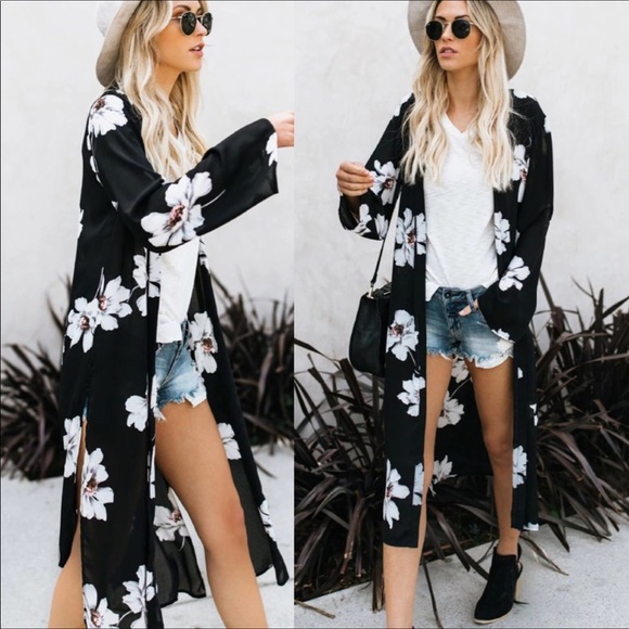 SHILO-Boho Floral Print Kimono Cardigan - Picture 3 of 6